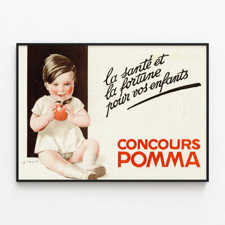 Vintage Poster Contest Pomma - Health and Fortune of Children — framed artwork on a wall