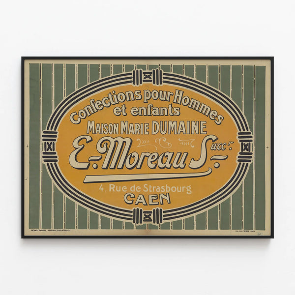 Vintage advertising poster Maison Marie Dumaine - Confections for men and children — framed artwork on a wall