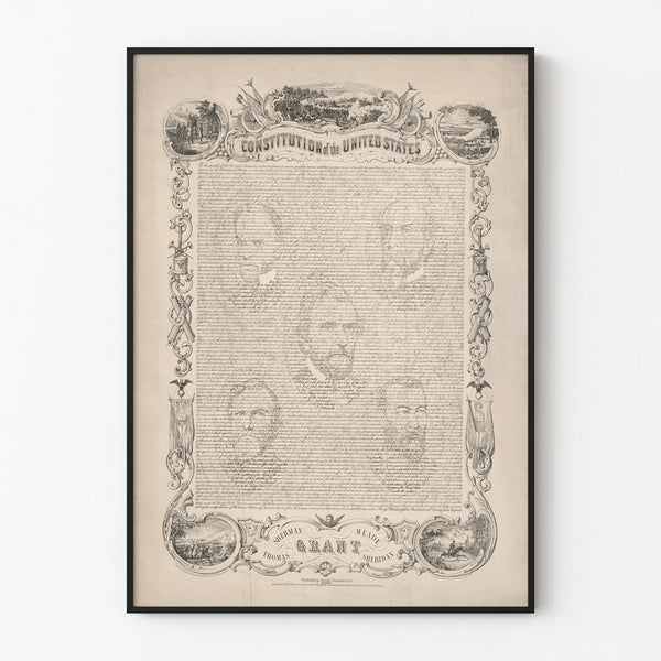 Decorative poster of the United States Constitution, Grant engraving