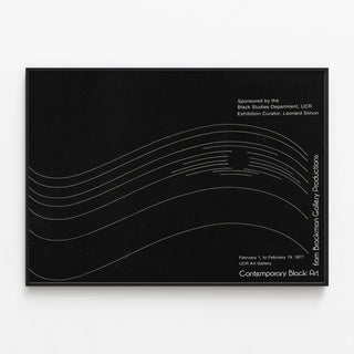 Contemporary art exhibition poster black 1977 — framed artwork on a wall