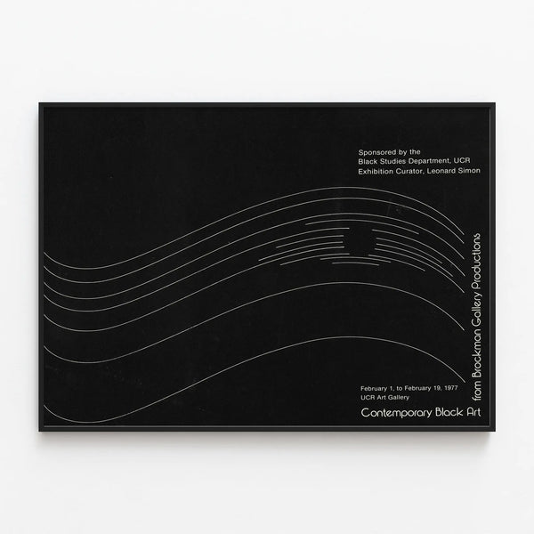 Contemporary art exhibition poster black 1977 — framed artwork on a wall