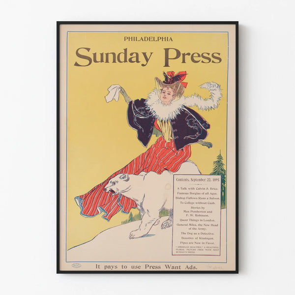 Vintage poster Philadelphia Sunday Press 1895 – Retro wall decoration