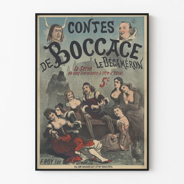 Vintage Poster of Boccaccio's Tales The Decameron - Literary Wall Decoration