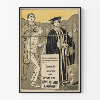 Vintage feminist poster « Convicts Lunatics and Women Have No Vote for Parliament »