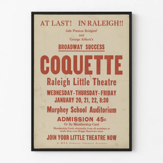 Vintage Poster Coquette Theater Raleigh Little Theatre
