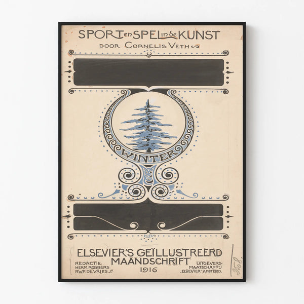 Vintage Artistic Poster of Sport and Winter Games by Cornelis Veth