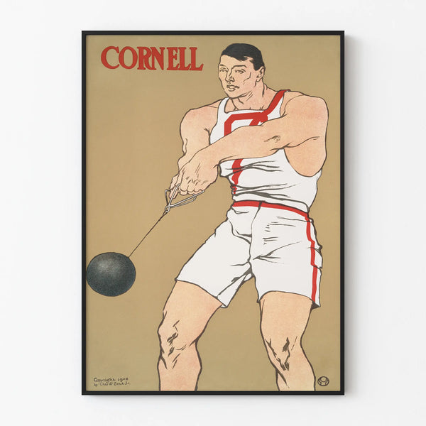 Vintage athlete Cornell poster with hammer