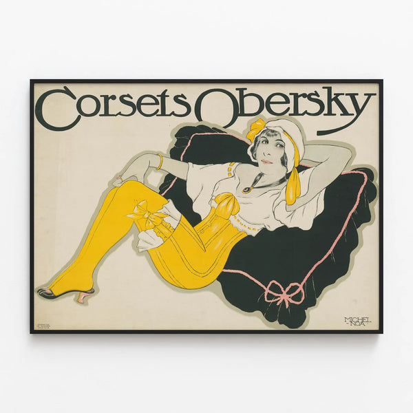 Vintage poster Corsets Obersky elegant wall decoration — framed artwork on a wall