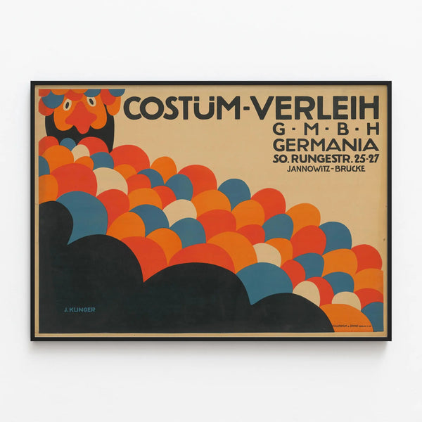 Vintage poster Costüm-Verleih Germania graphic wall decoration — framed artwork on a wall