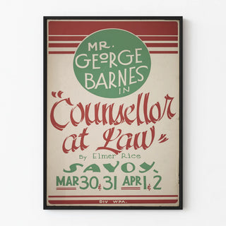 Vintage poster of Mr. George Barnes - Counselor at Law