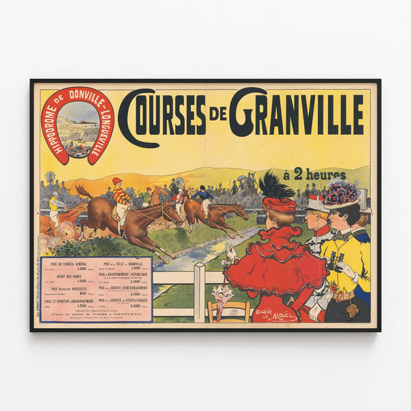 Granville Races Poster at Donville Racecourse — framed artwork on a wall