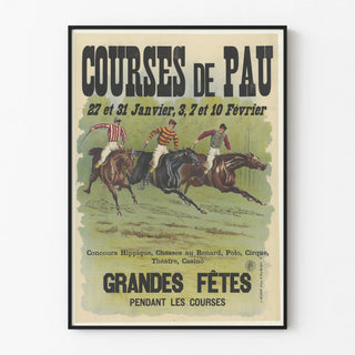 Vintage poster of horse racing in Pau