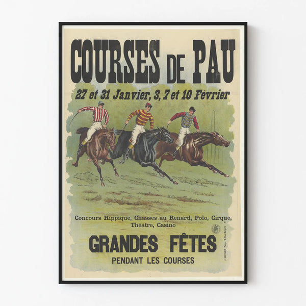 Vintage poster of horse racing in Pau