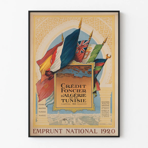 Vintage poster of Crédit Foncier d'Algérie et de Tunisie 1920