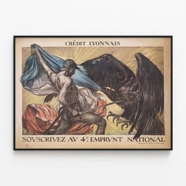 Vintage Poster Crédit Lyonnais Subscribe to the 4th National Loan — framed artwork on a wall