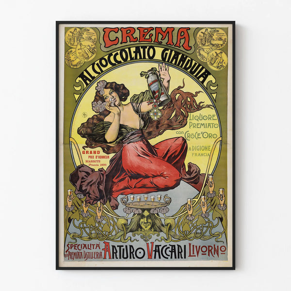 Vintage Poster Crema al Cioccolato Gianduia – Elegant Art Nouveau Wall Decoration