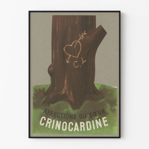 Vintage poster Crinocardine wall decoration engraved heart