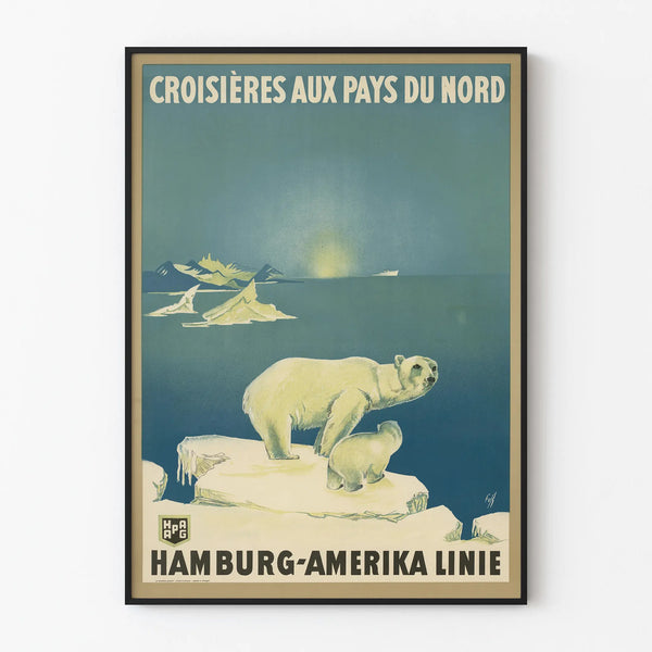 Vintage poster of cruises to the northern countries Hamburg-America Line
