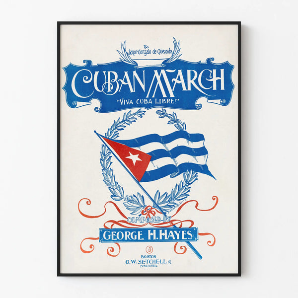 Vintage Cuban Poster March Viva Cuba Libre Wall Decoration
