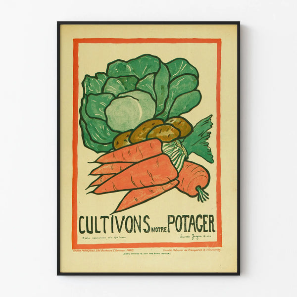 Vintage Poster Cultivons Notre Potager - Nature and Vegetable Wall Decoration