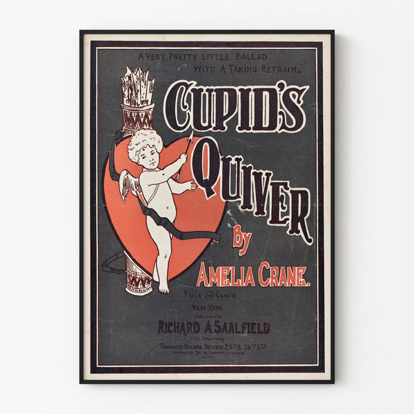 Vintage poster of Cupids Quiver with Cupid and bow