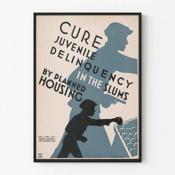 Vintage poster on juvenile delinquency prevention and planned housing