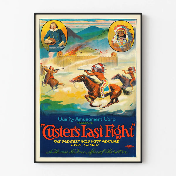 Vintage Poster Custer's Last Fight Wall Decoration Western