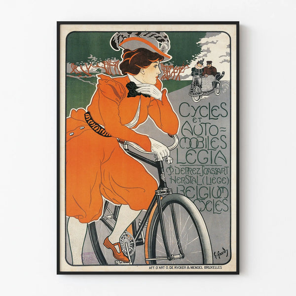 Vintage Poster of Cycles and Automobiles Legia Wall Decoration