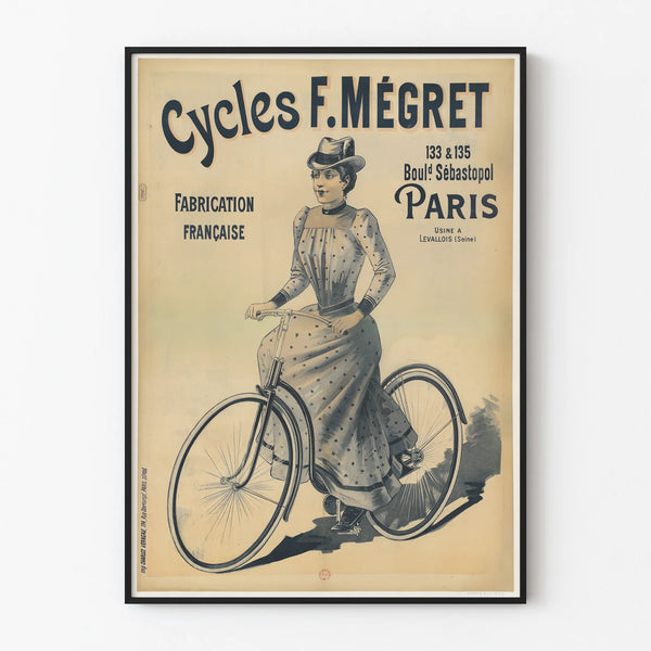 Vintage poster Cycles F. Mégret - Retro wall decoration Paris