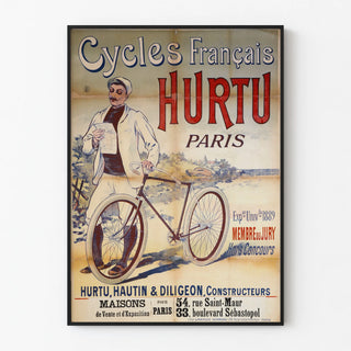 Vintage French Cycles Poster Hurtu Paris