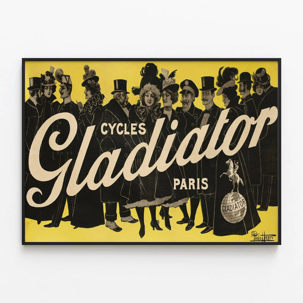 Vintage Cycles Gladiator Paris Poster — framed artwork on a wall
