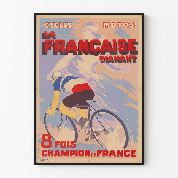 Vintage poster La Française Diamant Champion of France 8 times - Sports wall decoration