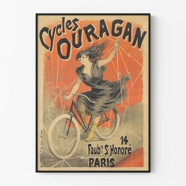 Vintage poster Cycles Ouragan retro wall decoration