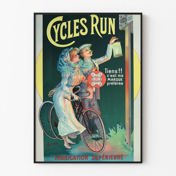 Vintage poster Cycles Run retro wall decoration