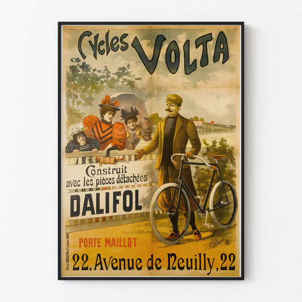 Vintage Cycles Volta Poster, retro wall decoration bicycle
