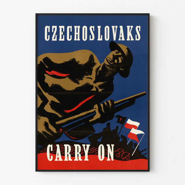 Vintage poster 'Czechoslovaks Carry On' - Patriotic wall decoration