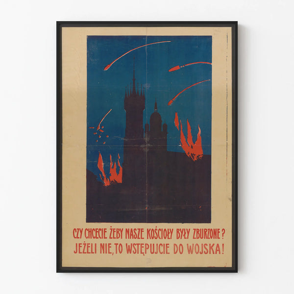 Military Propaganda Poster with Burning Church
