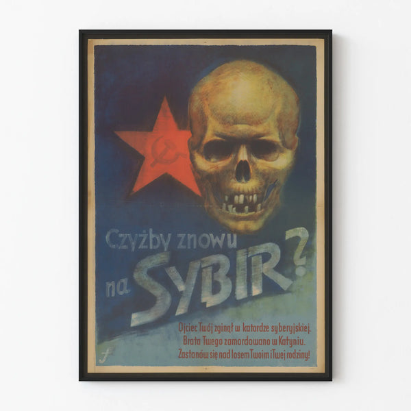 Retro Sybir wall poster - Skull and red star