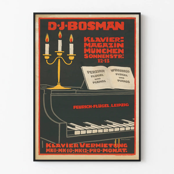 Vintage poster of piano D.J. Bosman - Classical music wall decoration