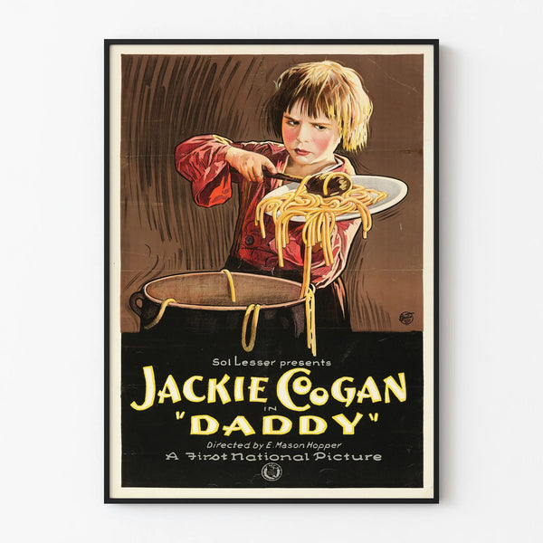 Vintage Film Poster Daddy with Child and Spaghetti