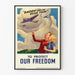 Vintage patriotic poster 'Daddy Helps Build Them' for the protection of freedom