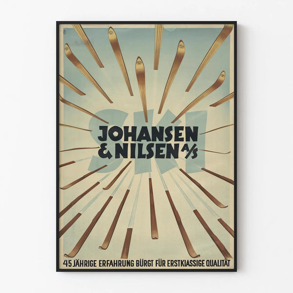 Vintage Poster Johansen & Nilsen Wooden Ski