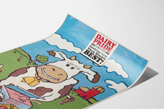 Vintage Poster Dairy Pride Ice Cream Smiling Cow