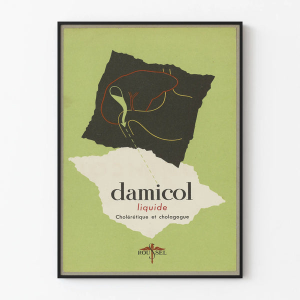Vintage Damicol advertising poster - Retro medical wall decoration