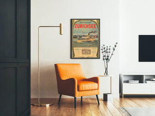 Vintage poster of steamship travel on Lake Zurich - Steamship poster