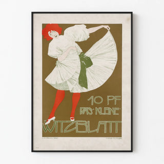 Vintage poster Das Kleine Witzblatt with dancer in a white dress