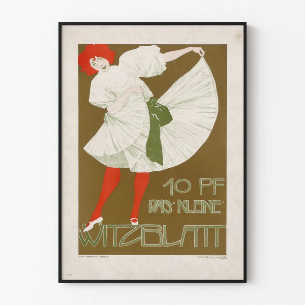 Vintage poster Das Kleine Witzblatt with dancer in a white dress