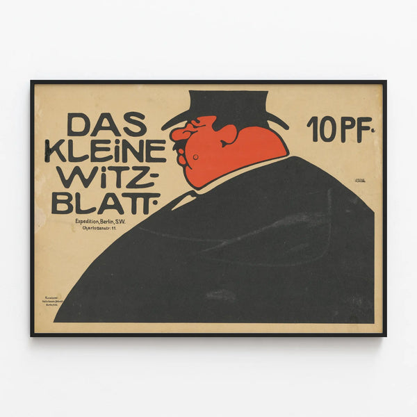 Vintage poster Das Kleine Witzblatt - Bold graphic illustration — framed artwork on a wall