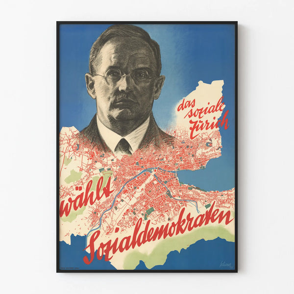 Vintage Zurich Social Democratic Poster – Political Wall Decoration