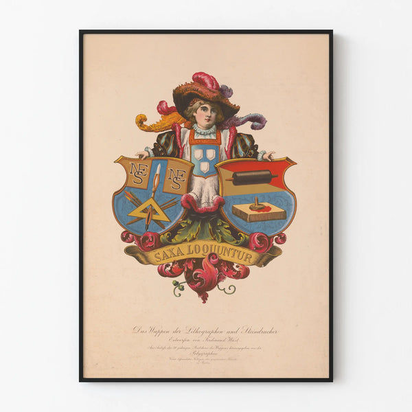 Vintage poster of the Coat of Arms of Lithographers and Printers on Stone